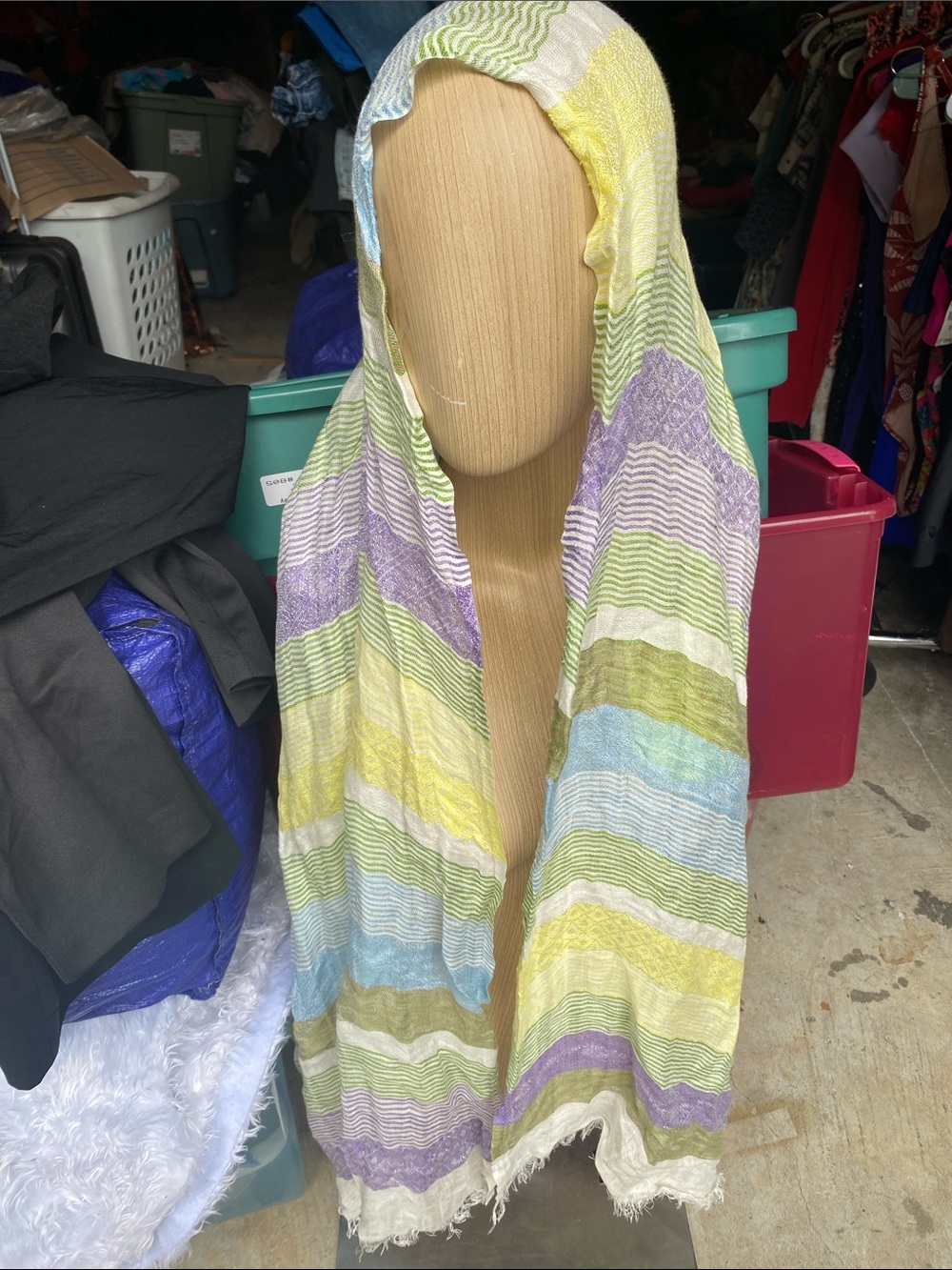 Tolani Pastel Striped Lightweight Scarf in Yellow, Green, Blue, Lavender